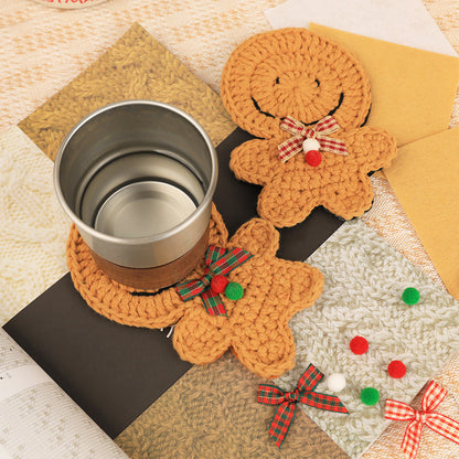 Christmas Coasters Crochet Set 3 pieces Santa Gingerbread Man