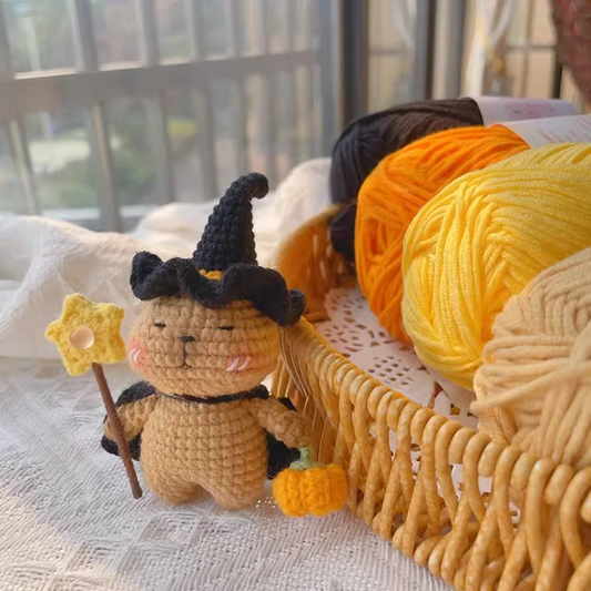 Kapybara pumpkin wizard crochet diy kit