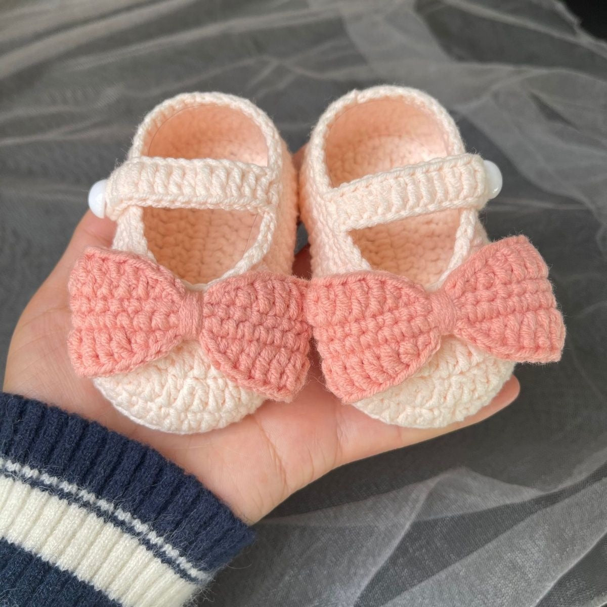 Baby Girl Crochet Princess Shoes With Bow