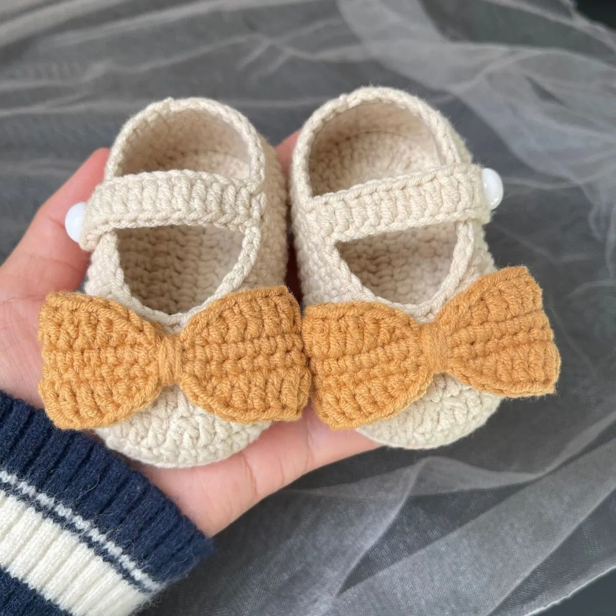 Baby Girl Crochet Princess Shoes With Bow