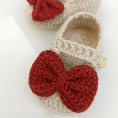 Baby Girl Crochet Princess Shoes With Bow